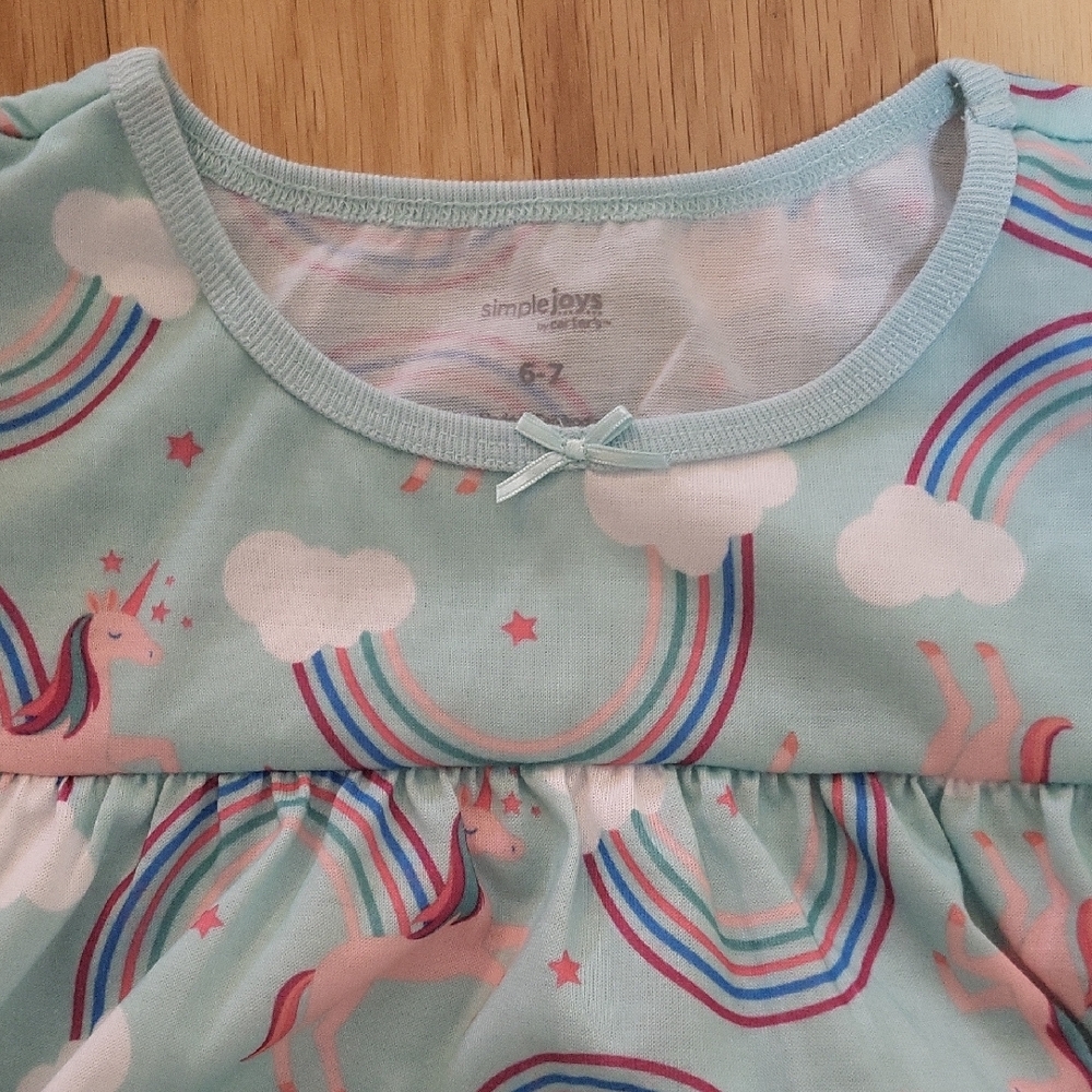 NWOT Carter's Blue Unicorn and Rainbow Nightgown - Picture 2 of 5